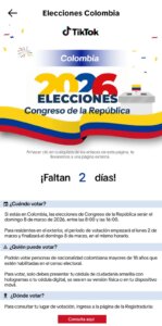 TikTok elecciones 2026 Colombia